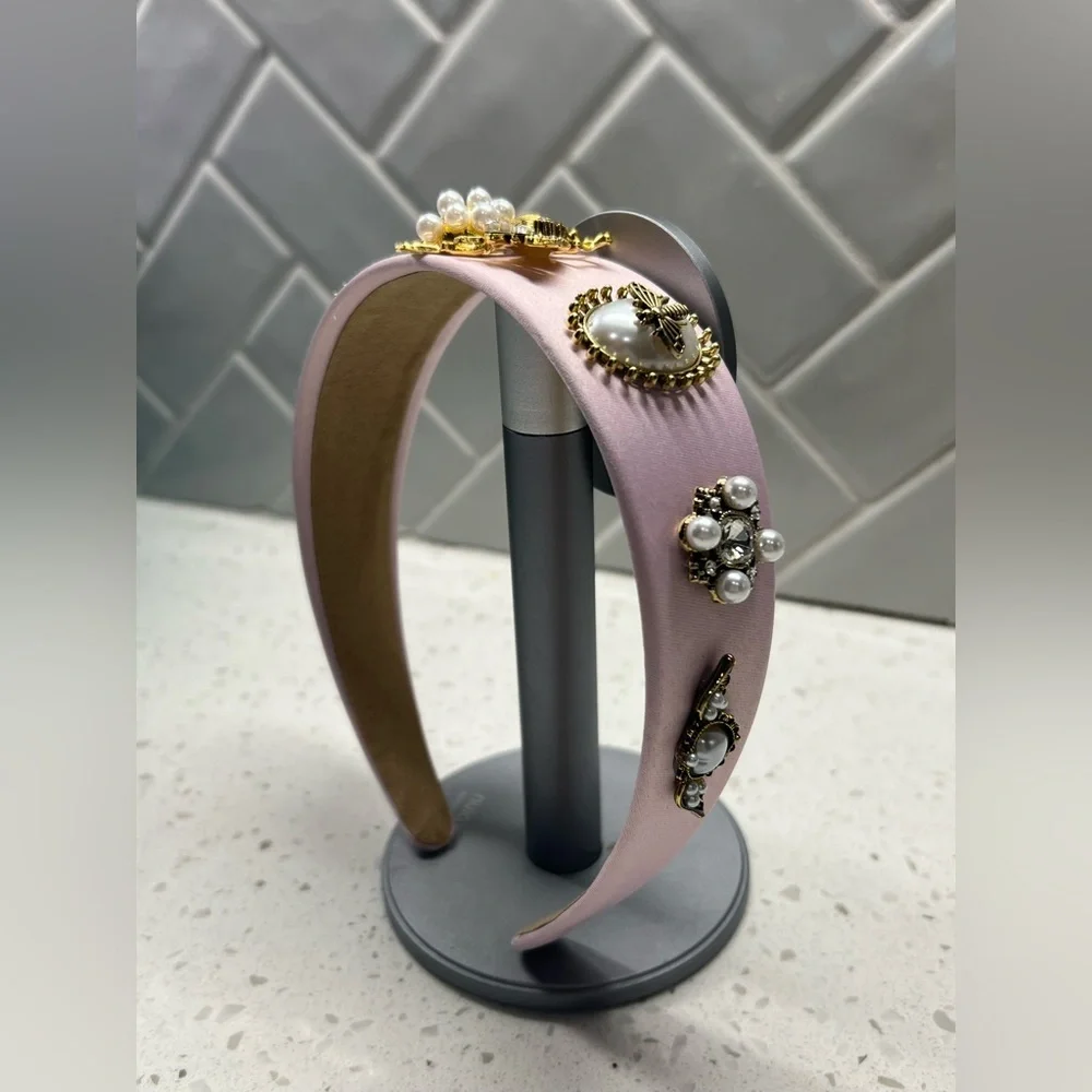 Aratta Blush Pink Embellished Bee Headband Pearl Crystal